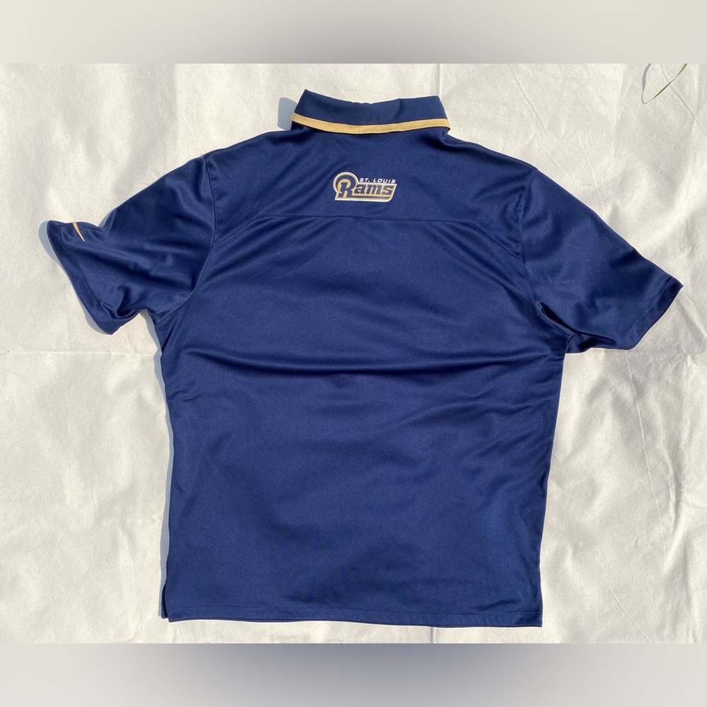 Nike x NFL Blue Gold St.Louis Rams Dri-Fit Short Sleeve Polo Shirt XL - Picture 6 of 11